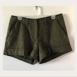NWOT KENSIE Tweed Green Shorts Faux Leather Trim